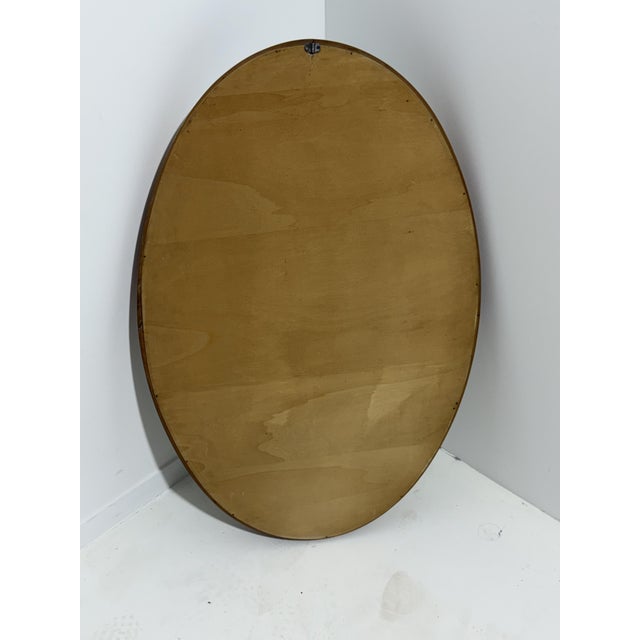 Large Oval Beech Wood Wall Mirror, 1960 For Sale - Image 9 of 10