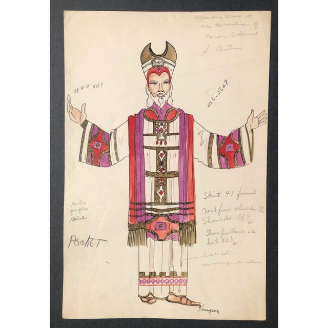 "Officiating Priest at the Consecration of Aaron" Mardi Gras costume watercolor by Lawrence Francis Youngblood (c....