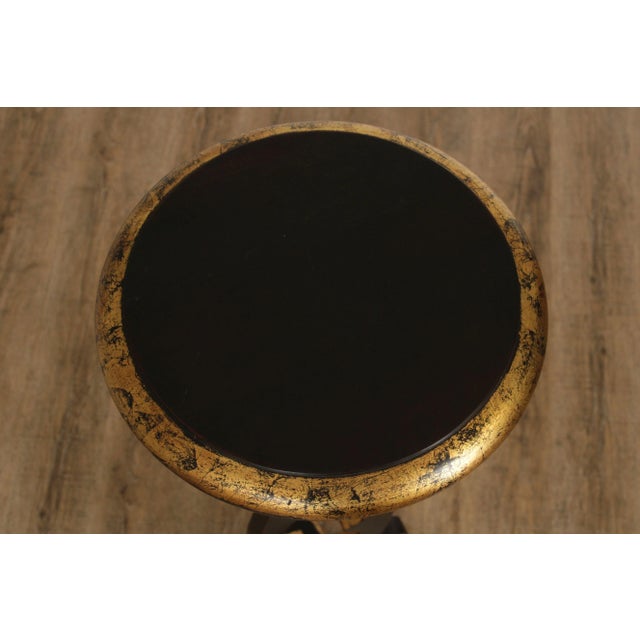 Vintage Ebonized and Partial Gilt Pair of Pedestal Plant Stands For Sale - Image 9 of 12