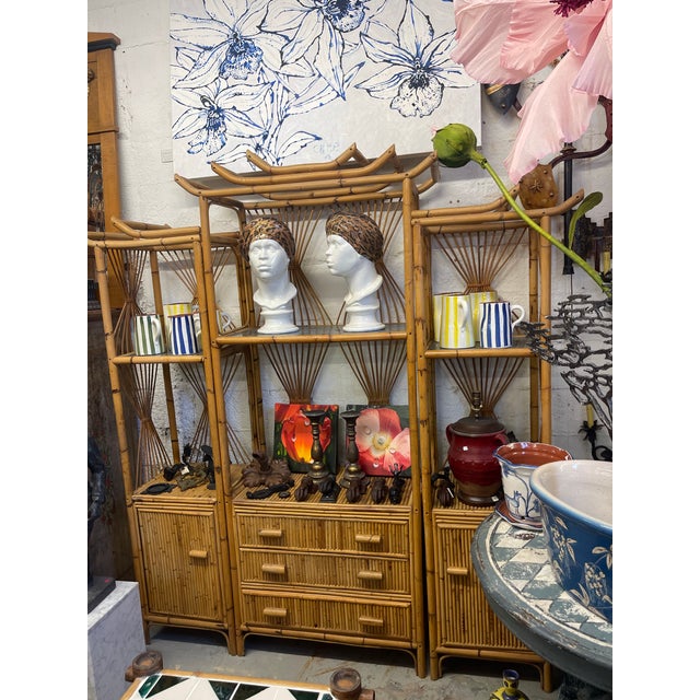 1990s Rattan Pagoda Form Etagere For Sale - Image 10 of 10