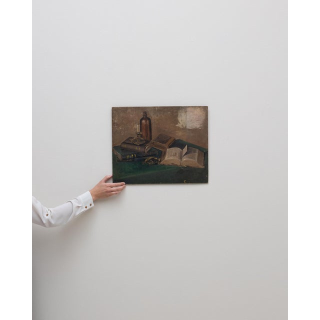 20th Century Belgian Still Life Books Painting For Sale - Image 18 of 18