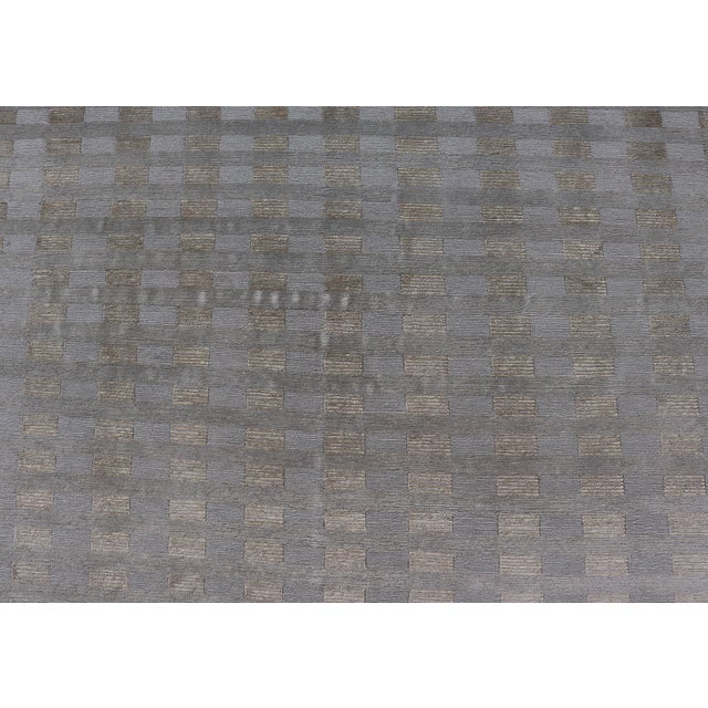 Large Modern Tibetan Wool and Silk Rug in Neutral Earth Tones 10'0" X 15'0" For Sale - Image 4 of 12