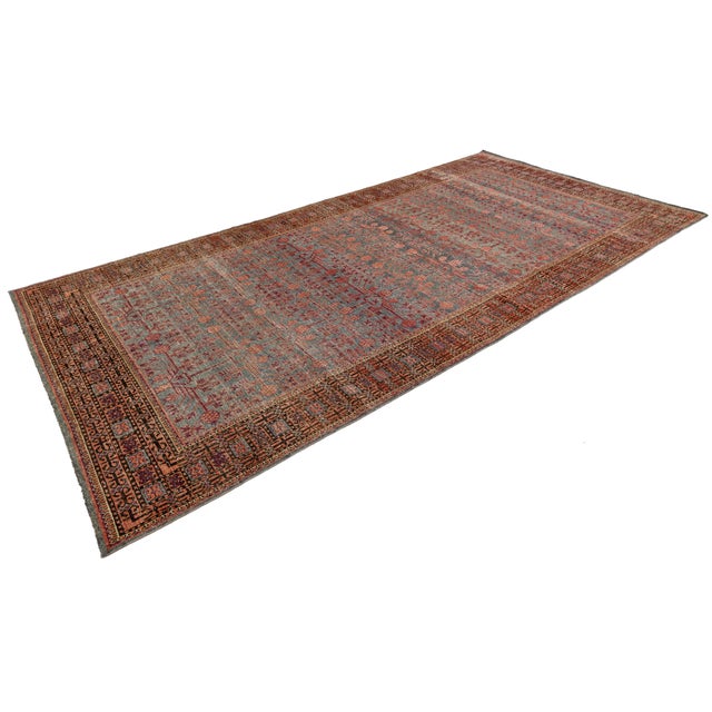 Traditional Antique Khotan Rug With Pomegranate Motif in Muted Terracotta & Slate Gray, Wool Area Rug For Sale - Image 3 of 10