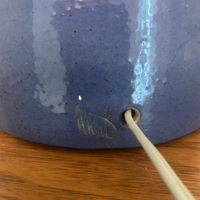 1960s 1960s Gordon Martz Ceramic Table Step Lamp in Sapphire Blue For Sale - Image 5 of 11