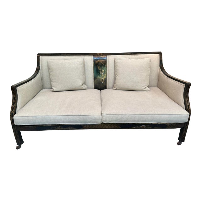 Mid 19th Century English Raised Chinoiserie Settee For Sale