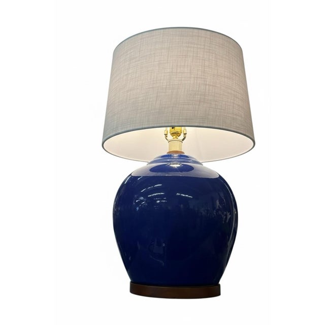 Pair of Cobalt Glazed Ceramic Table Lamps For Sale In West Palm - Image 6 of 12