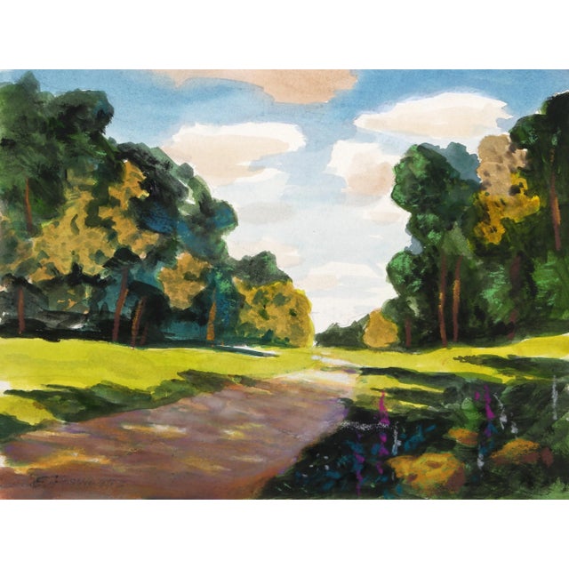 Sunny Meadow, Erik Freyman Watercolor With Pastels on Paper, Signed in Pen For Sale - Image 4 of 4