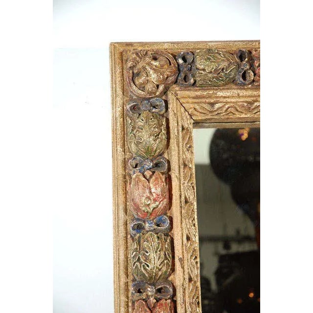 Venetian Moorish Style Hand-Carved Polychrome Mirror, Italy, Circa 1960s For Sale - Image 4 of 8
