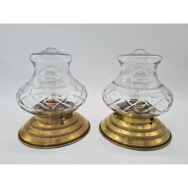 Vintage Wall Sconces in Brass and Cut Glass, 1970s, Set of 2 For Sale - Image 9 of 9