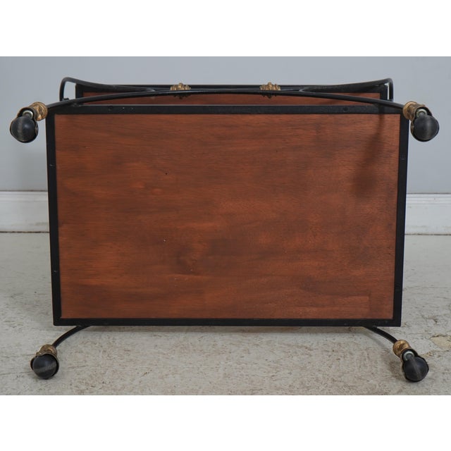 Wrought Iron Mahogany Rolling Bar Cart For Sale - Image 12 of 12