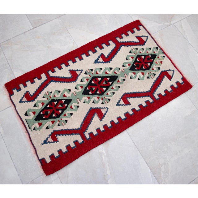 Handmade Rug Turkish Kilim Small Rug Entry Mat Doormat 2x3 Ft Approx For Sale - Image 6 of 11
