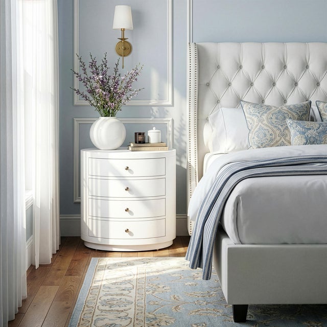 Elevate your bedroom with the refined simplicity of the Butler Specialty Company Nora Oval Nightstand, where soft curves...