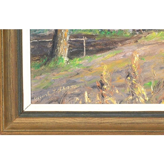 Contemporary Albert E. Latham (New York, 1909–1976), "Early Settler Days", Oil on Canvas For Sale - Image 3 of 4