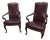 1980s Pair Hancock Moore Leather Side Club Office Chairs Mahogany For Sale