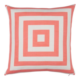 Schumacher Roxbury Indoor/Outdoor 20" Pillow in Coral For Sale