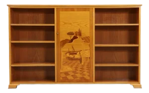 1940s Intarsa Inlay Bookcase in Elm