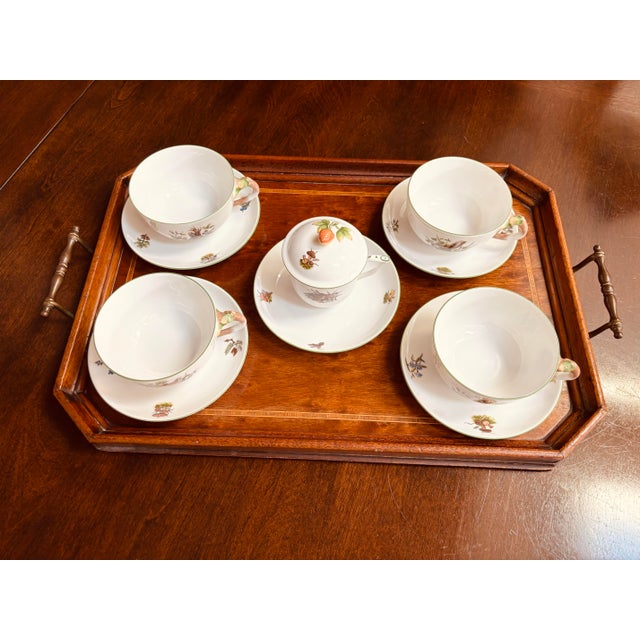 Gorgeous 1900’s Antique Serving Tray, English, Mahogany With Hand Painted Design at Center. 20”x13.5” Brass Handles For Sale - Image 11 of 12