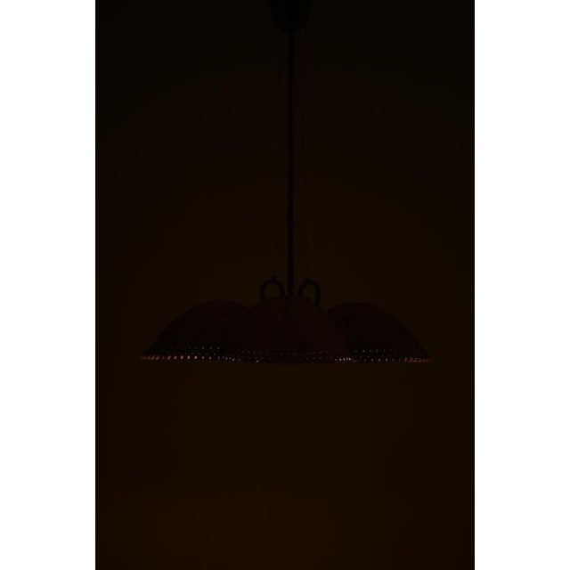 Metal Ceiling Lamp with Three Dome-Shaped Brass Shades from Harald Notini, 1940s For Sale - Image 7 of 10