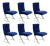 Pierre Cardin Chrome Dining Chairs in Blue Velvet - Set of 6 For Sale