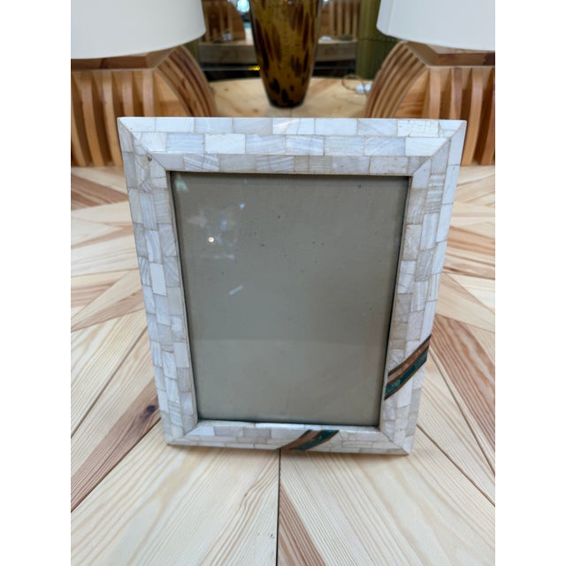 Modern Mosaic Picture Frame With Turquoise Accents For Sale - Image 3 of 6