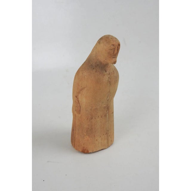 Tan Vintage Folk Art Hand Carved Figure of Woman For Sale - Image 8 of 8