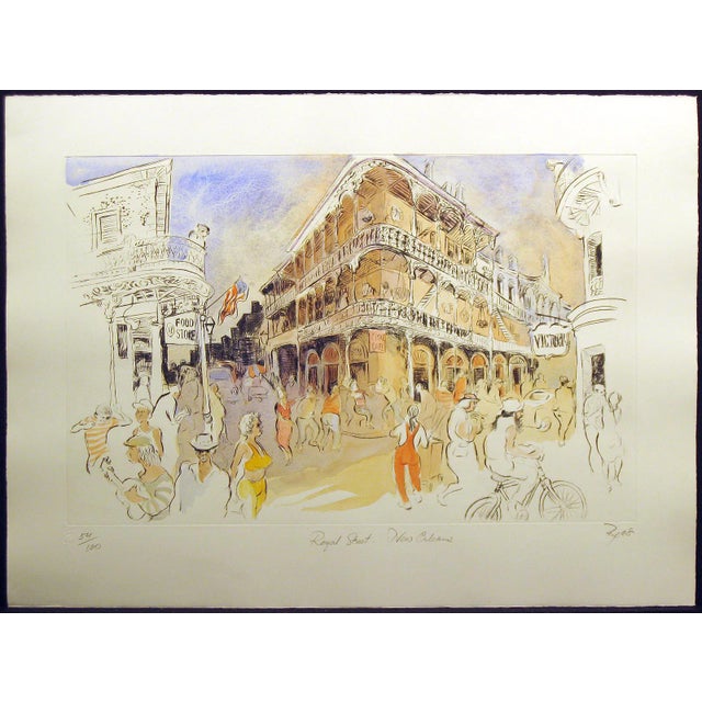 1987 "Royal Street - New Orleans" Hand-Painted Limited Edition Etching by William Papas For Sale