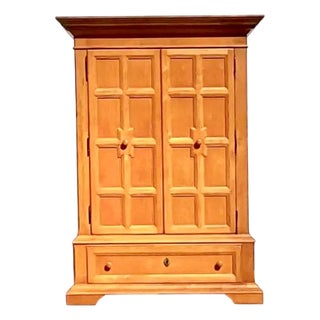 Vintage Drexel Pine Armoire Cabinet For Sale