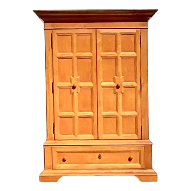 Vintage Drexel Pine Armoire Cabinet For Sale
