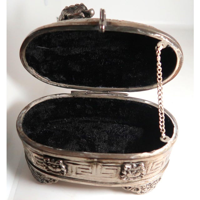 Silver Mixed Metal Larger Size Dragon Trinket Box or Dresser Box or Jewelry Box For Sale - Image 8 of 13
