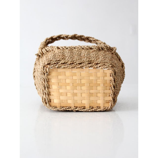 Vintage Woven Basket With Handles For Sale - Image 11 of 13