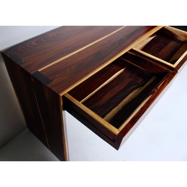 Modern Parsons Style Cocobolo Desk, Handcrafted, 1980s For Sale - Image 11 of 17