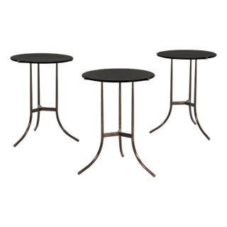 Set of Three Cedric Hartman Bronze & Black Granite Side Tables,1970s For Sale