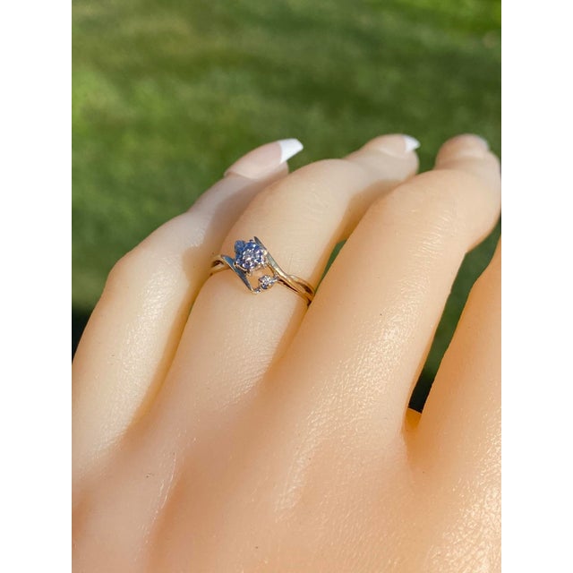 The Renabie: Ladies Vintage Yellow Gold Bypass Diamond Engagement Ring For Sale - Image 10 of 10