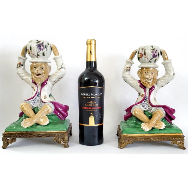 Chinoiserie Monkey Candlesticks Pair For Sale - Image 3 of 14