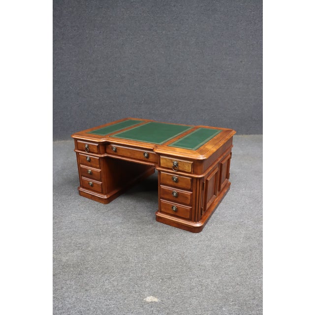 Croquet Cherry Leather-Top Partners Desk Form Coffee Table For Sale - Image 11 of 16