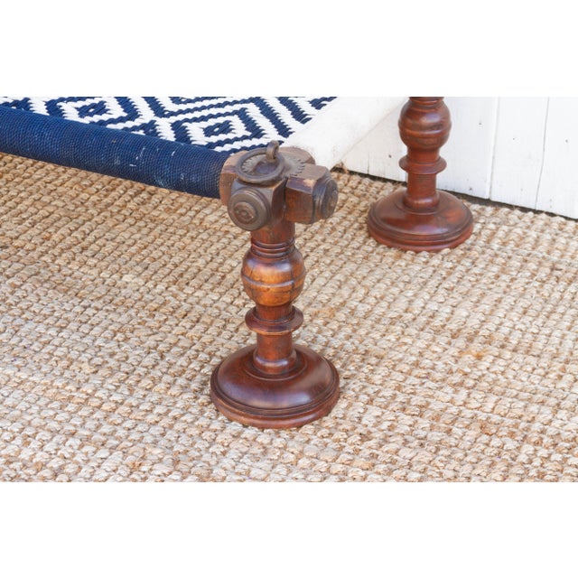 Long Blue & White Woven Charpai Bench For Sale In Los Angeles - Image 6 of 10