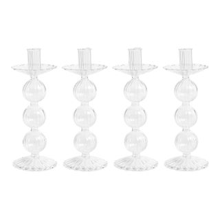Lorena 8.75" Glass Taper Candle Holders, Set of 4 For Sale