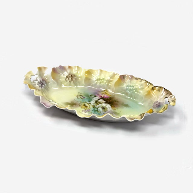 Traditional Vintage Rs Prussia Floral Porcelain Celery/Relish Dish For Sale - Image 3 of 4