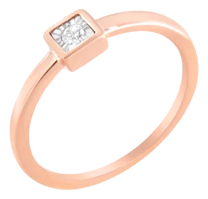 14K Rose Gold Plated .925 Sterling Silver 1/20 cttw Miracle Set Diamond Promise Ring (J-K Color, I1- EVS1010