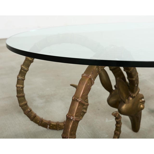 Brass Ibex Rams Head Cocktail Table After Alain Chervet For Sale In Sacramento - Image 6 of 17
