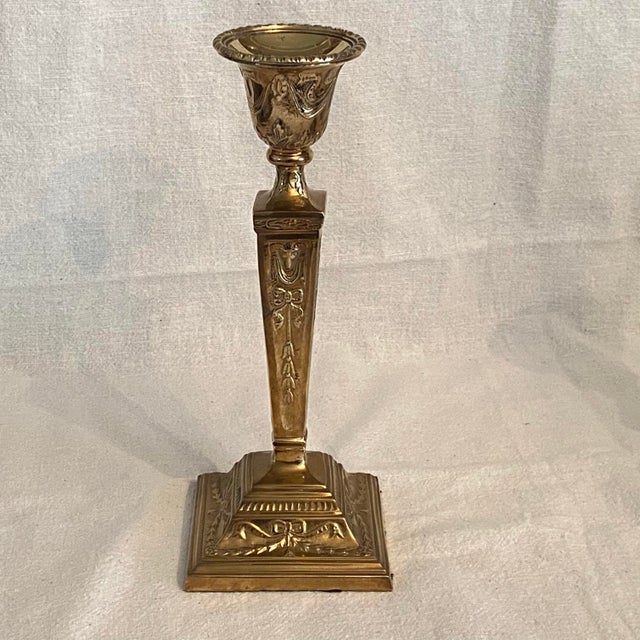 1980s Castilian Brass Candlestick Holders - A Pair For Sale - Image 5 of 11