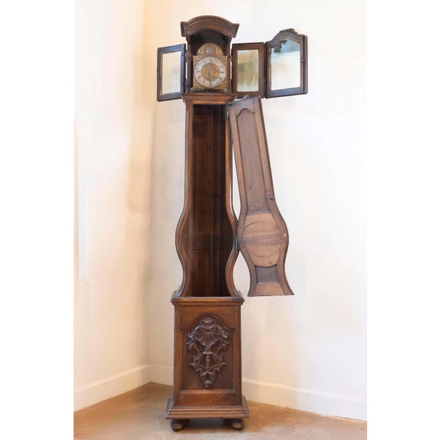 Metal French Louis XV Period Walnut Longcase Clock from the Rhône Valley, circa 1760 For Sale - Image 7 of 16