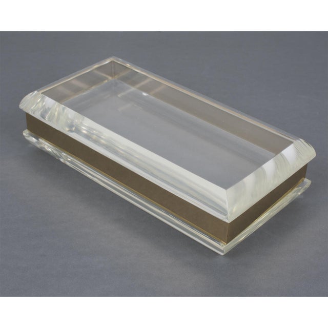 Philippe Cheverny Style Geometric Lucite and Gilded Metal Box, circa 1970 For Sale In Atlanta - Image 6 of 12