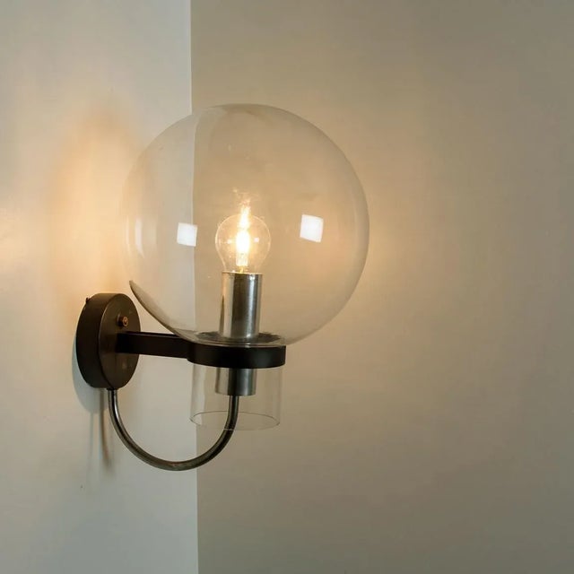 Metal Clear Glass and Metal Wall Lamps by Glashütte Limburg, 1975s For Sale - Image 7 of 10