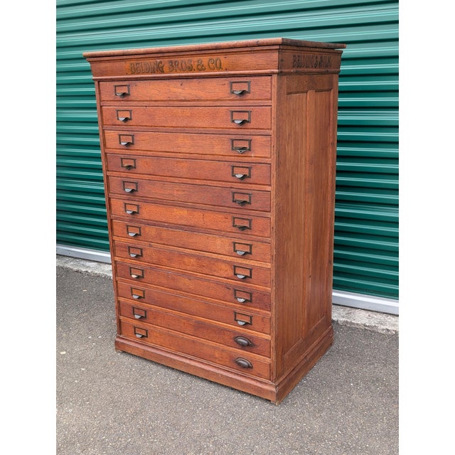Victorian Antique Belding Bros. & Co. Oak Silk Spool Mercantile Cabinet, Circa 1900 For Sale - Image 3 of 18
