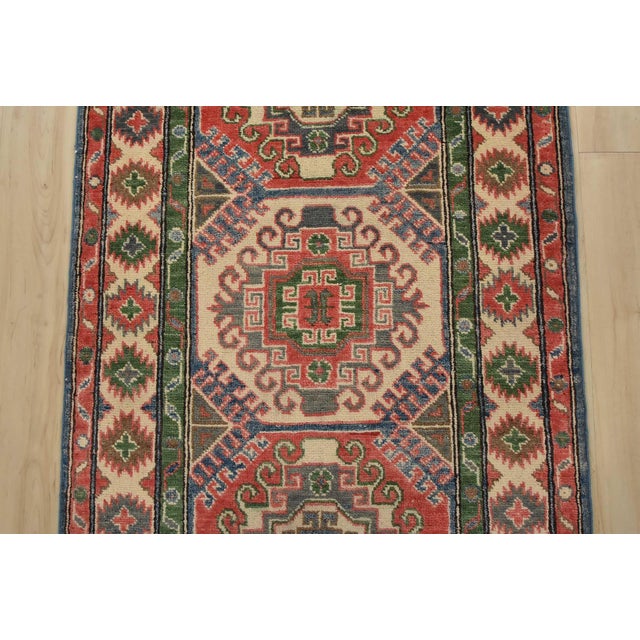 2020s Kazak Runner 2’8” X 9’7” Blue Wool Tribal Hand-Knotted Oriental Rug For Sale - Image 5 of 13