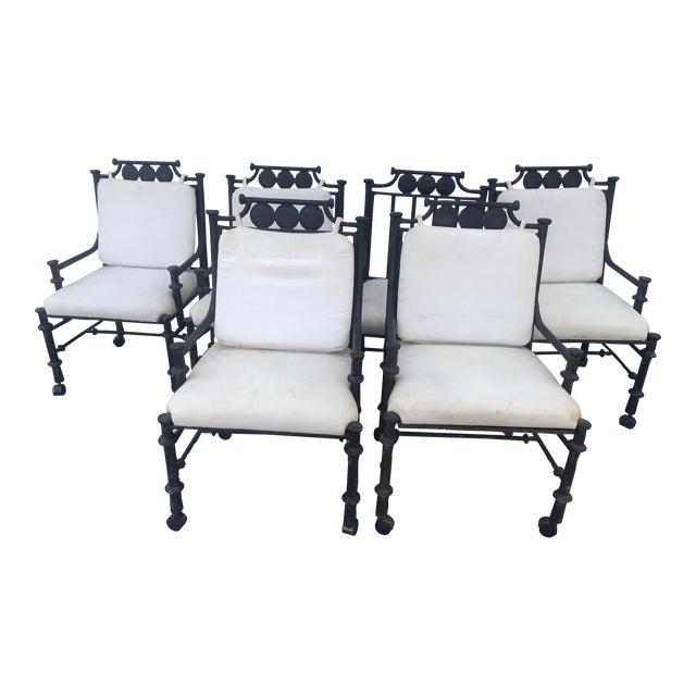 Set Of 6 Kessler Lane Solid Cast Iron Heavy Outdoor Patio Chairs Chairish