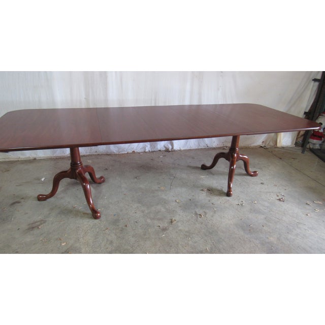 Brown 1980s Henkel Harris Dining Room Table Cherry Pedestal For Sale - Image 8 of 9