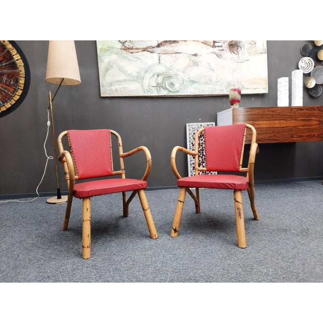 Mid-Century Bamboo Seating Set, 1950s, Set of 3 For Sale - Image 4 of 16
