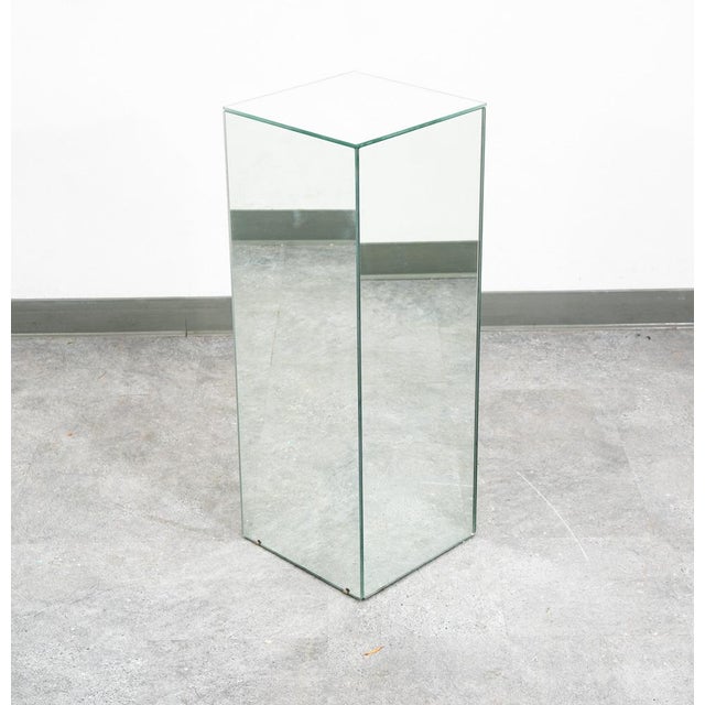 Mid-Century Modern Mid Century Modern Pedestal Mirror Square Table Display Art Glass Rectangular For Sale - Image 3 of 12